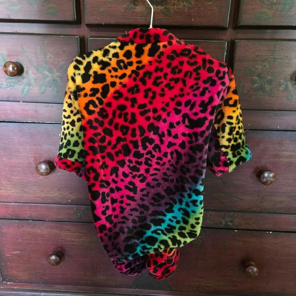 Colorful Leopard Print Girl Dog Pajamas